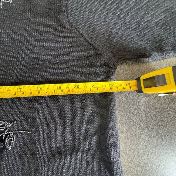 Vintage Victoria Jones Black Beaded Mock Neck Buttoned Sweater Cardigan, Size M - Picture 5 of 6